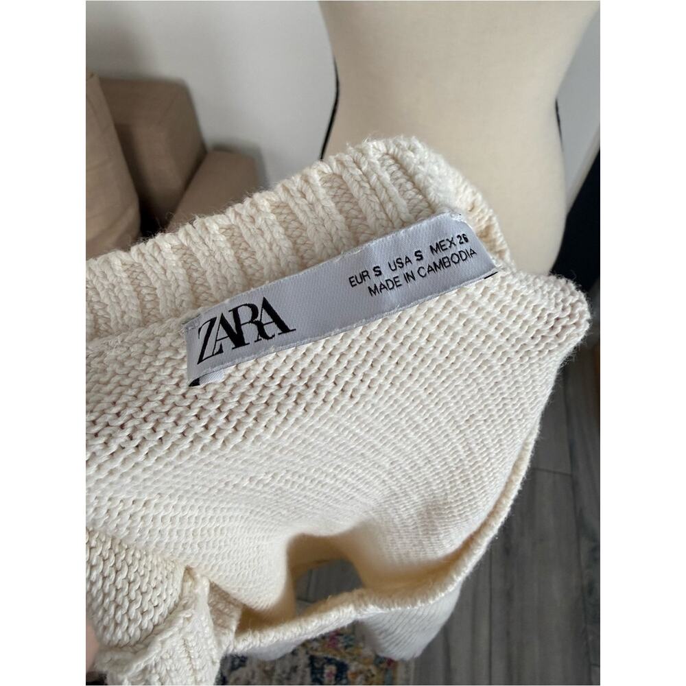 Zara White Cropped Knit Sweater Vest Size S - Picture 5 of 8